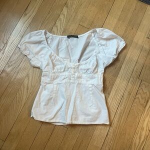 Brandy Melville White Puff Sleeve Blouse